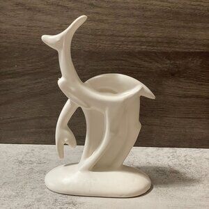 Vintage MCM Haeger Ivory White Ceramic Deer Figural Minimalist Planter 7"